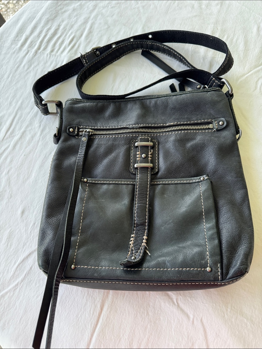 Lucky Brand Black Women’s Crossbody Leather Bag 11”x12”x2”